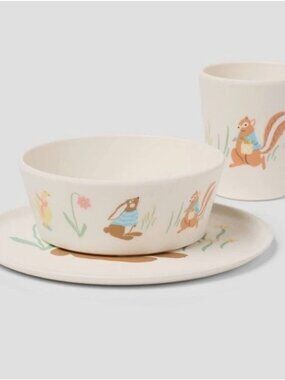 Target Pillowfort Kid's Woodland Animal 3-Piece Dinnerware Set Plate Cup Bowl